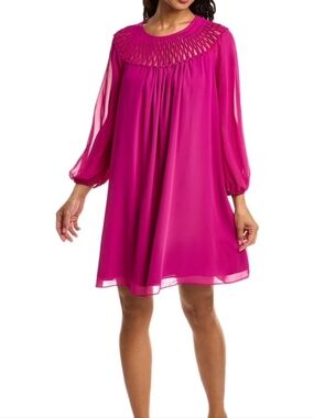 TRINA TURK NWT PINK SWING DRESS W/WOVEN NECKLINE